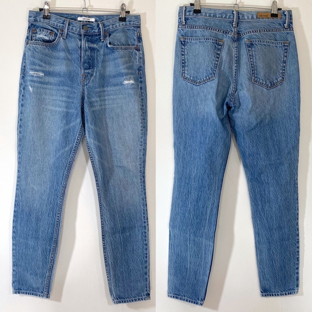 GRLFRND Karolina Jeans in Domenico High Rise Straight Leg Cotton Stone Wash 27